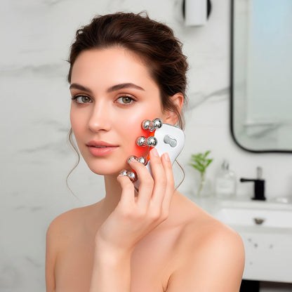5-in-1 LED Light Therapy Skin Roller Massager & Anti-Aging Serum Set