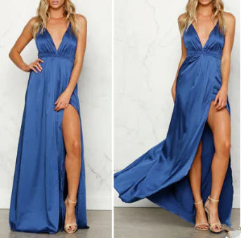 LIVA2018 Summer Deep V-Neck Backless Maxi Dress