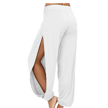 Plus Size Women's Solid Elastic Waist Beach Pants