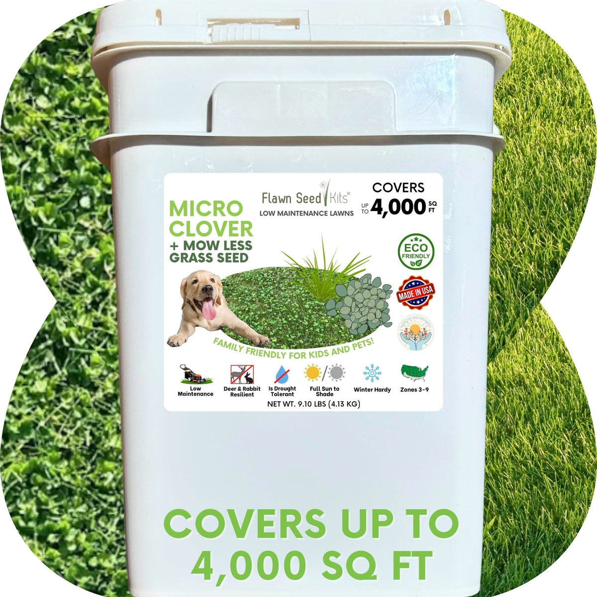Micro Clover + Mow Less Grass Seed