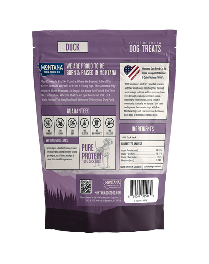 Duck Freeze-dried Raw Trail Snacks (Treats) for Dogs 3oz