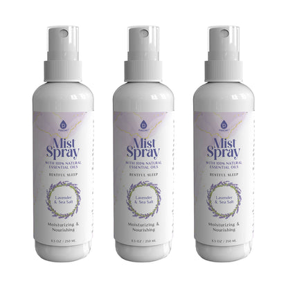 Pursonic Lavender & Sea Salt Aromatherapy Mist Spray Bundle – 3-Pack with 100% Natural Essential Oils