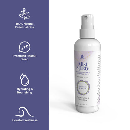 Pursonic Lavender & Sea Salt Aromatherapy Mist Spray Bundle – 3-Pack with 100% Natural Essential Oils