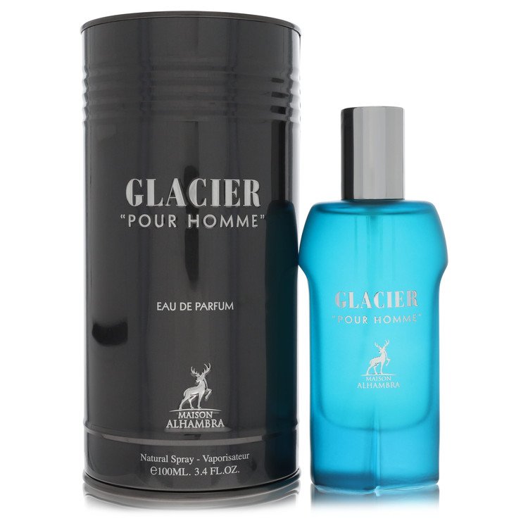 Maison Alhambra Glacier Pour Homme Eau De Parfum Spray 3.4 oz bottle and box
