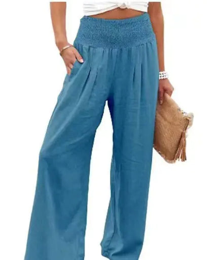 Plus Size Women's High Rise Wide Leg Pants with Pockets