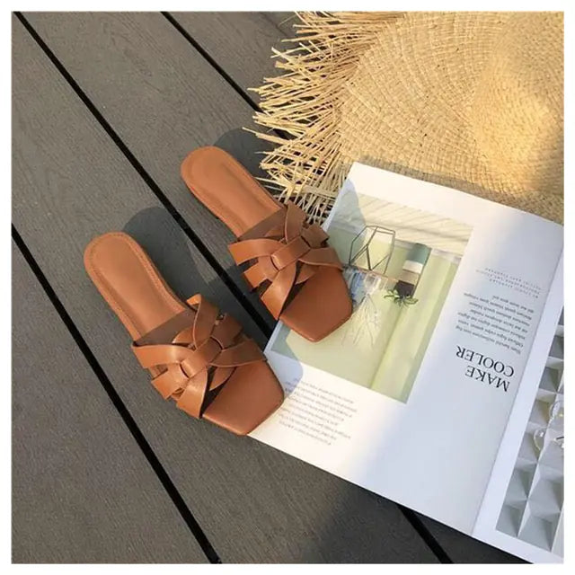 Women's Open Toe Flat Casual Beach Sandals Slippers