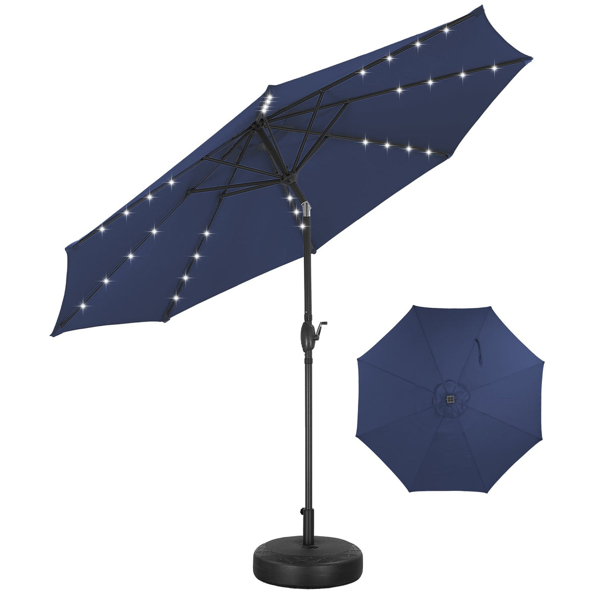 Ainfox 10ft Solar Patio Umbrella Outdoor Umbrella Market Umbrella With Decorative Pattern Umbrella