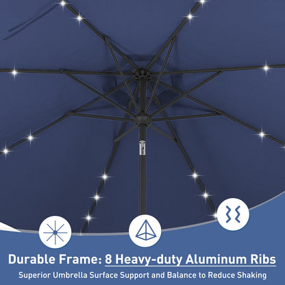 Ainfox 10ft Solar Patio Umbrella Outdoor Umbrella Market Umbrella With Decorative Pattern Umbrella