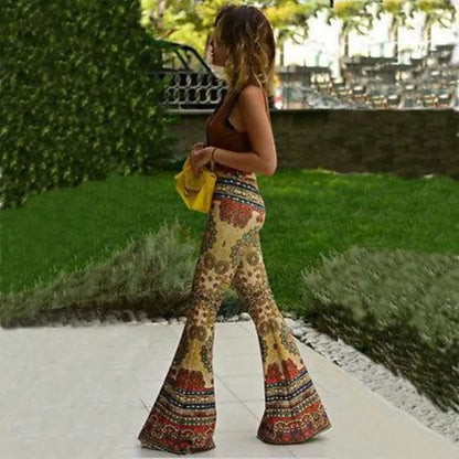 Bohemian Print Bell Bottom Pants
