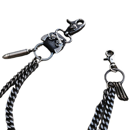 Punk double gun bullet pendant cowhide metal thick trouser chain