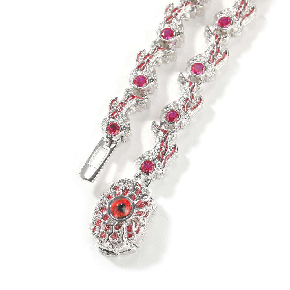 Hip-hop exaggerated spiky parasitic red-eyed thorn diamond-encrusted necklace