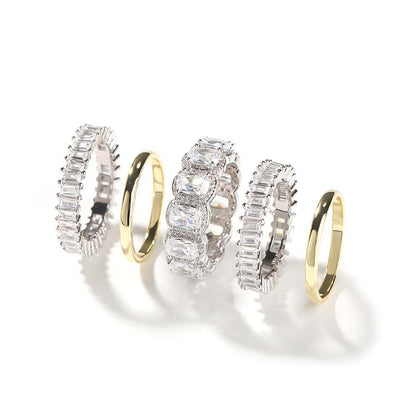 Affordable Men's Jewelry – Hip-Hop Diamond Five-Piece Ring Set