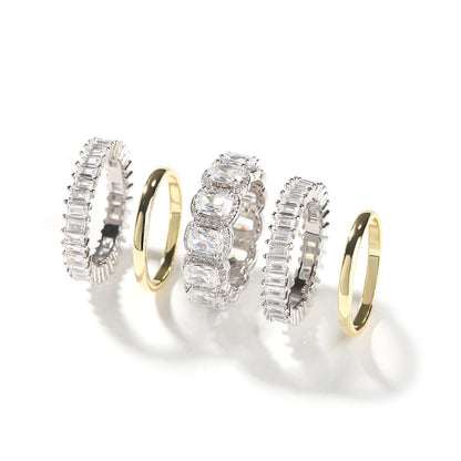 Affordable Men's Jewelry – Hip-Hop Diamond Five-Piece Ring Set