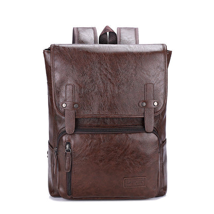 Trendy Men's Retro Backpack Trendy Cover Travel Business Bag Soft Leather Men's Backpack MB21080303