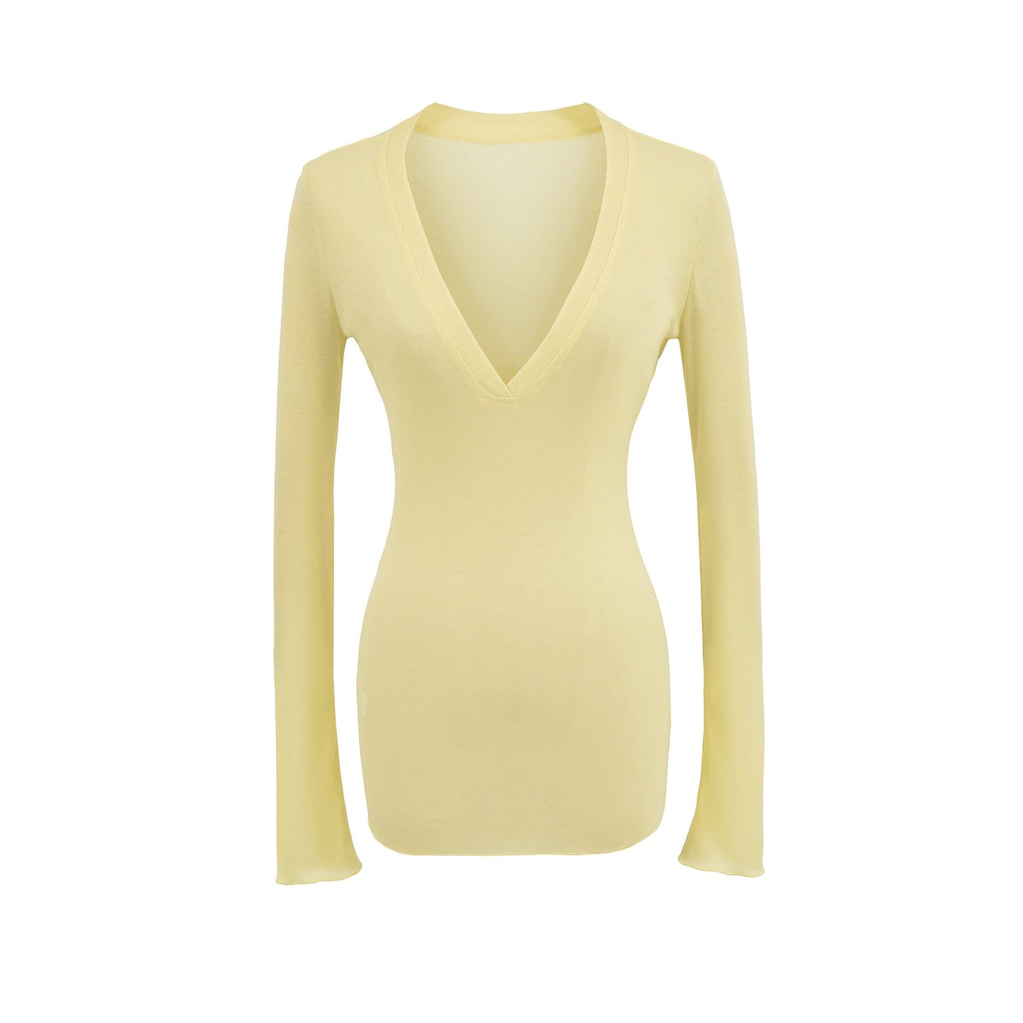 Deep V Neck Sheer T-Shirt black