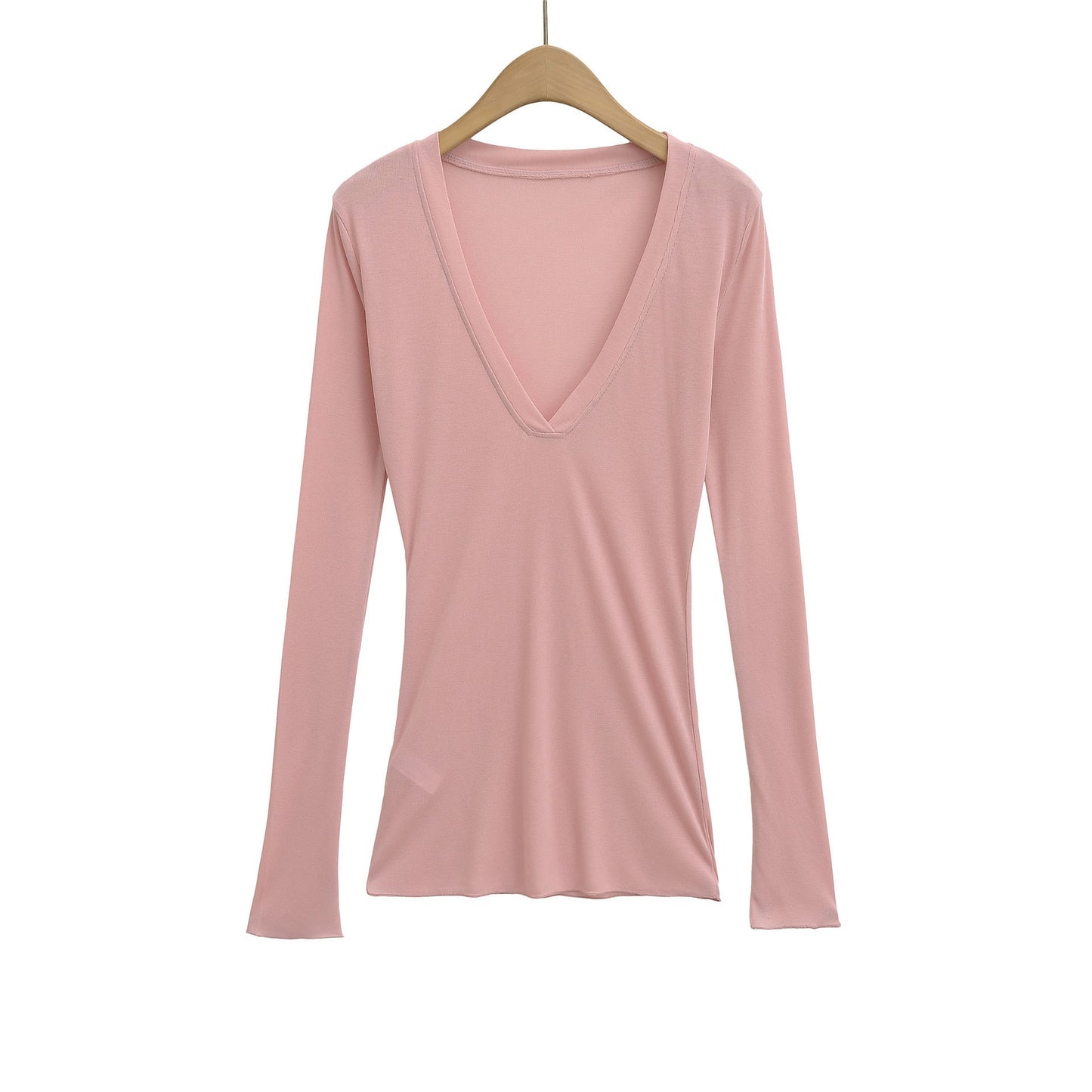 Deep V Neck Sheer T-Shirt black