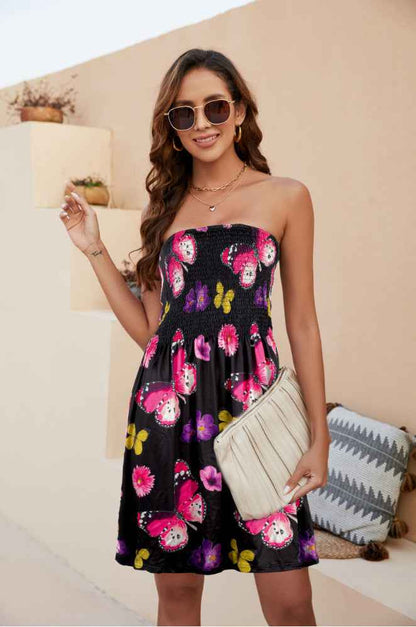 Beach Dress Floral Medium and Long Dress Bohemian Strapless Printed Chest Wrap Skirt