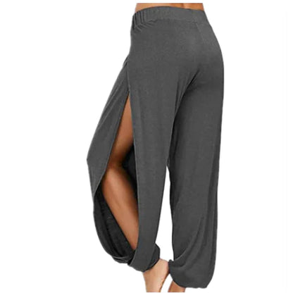 Plus Size Women's Solid Elastic Waist Beach Pants