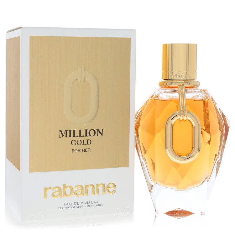 Paco Rabanne Million Gold For Her Eau De Parfum bottle and box.