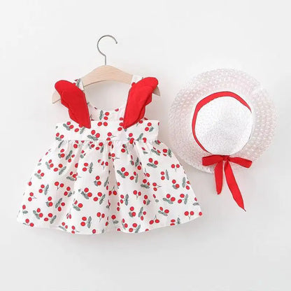 Summer Big Dot Wings Princess Dress with Hat