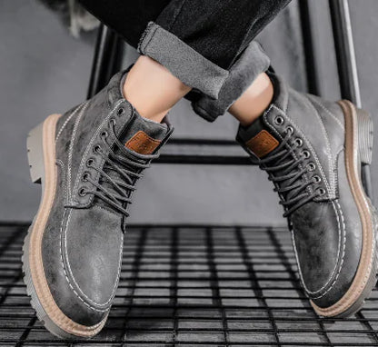 Men's Retro Fashion Casual Leather Tooling Boots