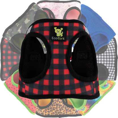 EcoBark Step In Dog Harness - Teacup & Small Breeds- Reflective Soft Mesh Harness for Teacup, Small Dogs and Puppies / Buffalo Plaid