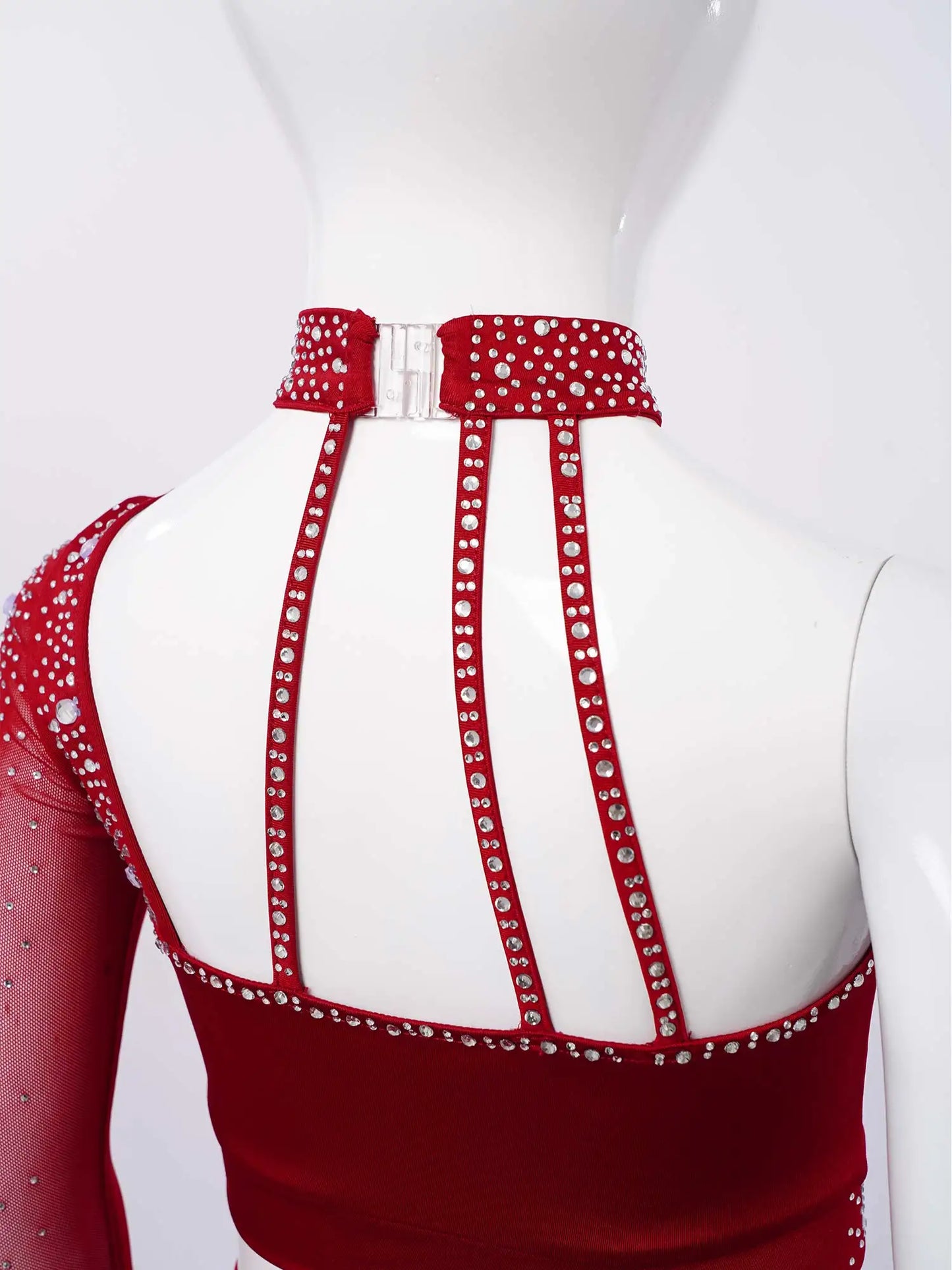 Girls Lyrical Dance Outfit One Shoulder Rhinestone Crop Top with Skirts Modern Contemporary Ballet Gymnastics Skating Dancewear