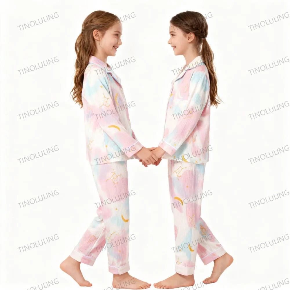 Soft Cotton Pajamas for Girls Cartoon Animal Print Pyjama Sets Children's Pijamas Sleepwear Suit Kid Long Sleeve Loungewear