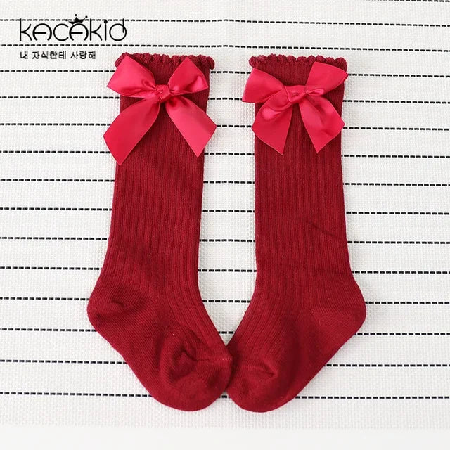 Baby Girl Accessories Infant Socks Spring Autumn New Big Bow Cotton Socks Kids Children Knee High Stocking Toddler Boy Clothes
