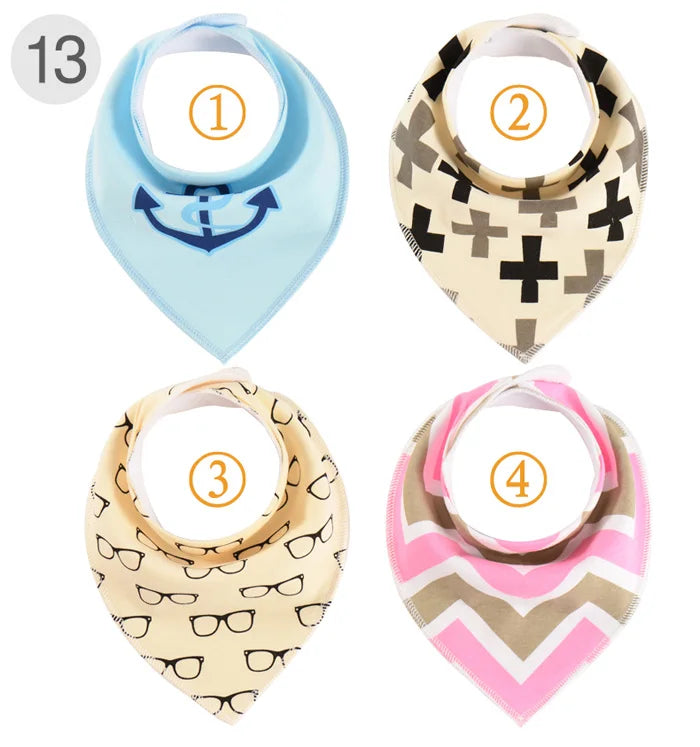4 Pieces New Baby Bibs For Boy&Girl Burp Cloths Bandana Bibs Baby Bandana Infant Waterproof Dribble Bib Towels