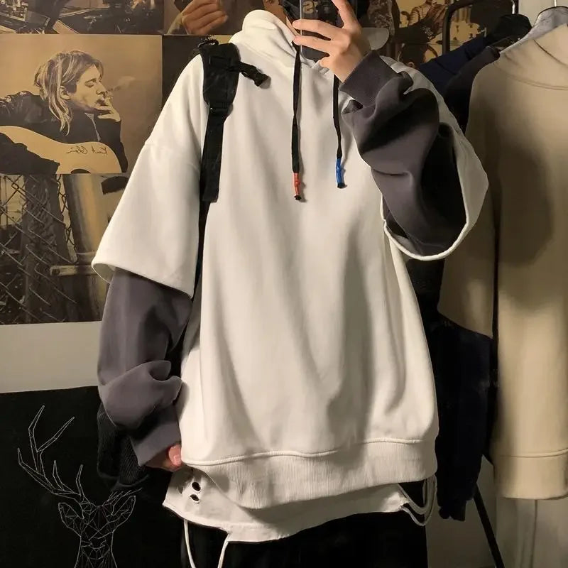 Hooded Sweatshirts for Man Black Hoodies Hip Hop Men's Clothing Sweat Shirt No Brand Funny Loose Overfit Streetwear Simple Cheap
