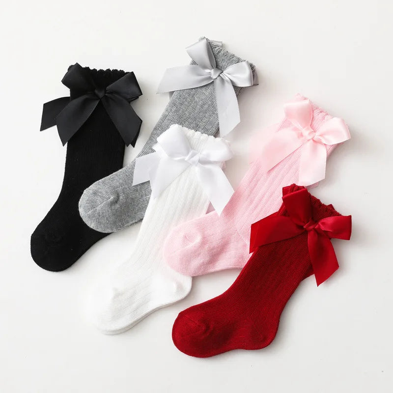 Baby Girl Accessories Infant Socks Spring Autumn New Big Bow Cotton Socks Kids Children Knee High Stocking Toddler Boy Clothes