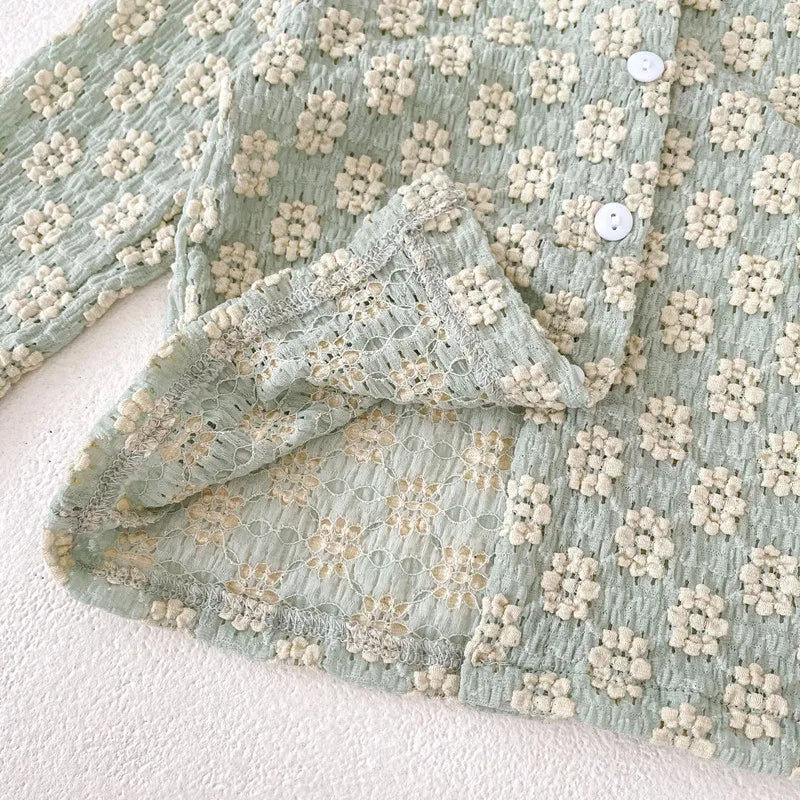 Baby Girls Suit Autumn Clothes Newborn Jacquard Knitted Bloomers Outfit Set Long Sleeve Tops+Shorts 2PC 0-3T
