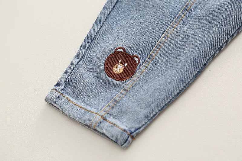 Baby Boys Fashion Clothing Set Autumn Spring New Full Print Cartoon Bear Long Sleeve Shirt+Jeans 2Pcs For 1-5Y Kids Casual Suit