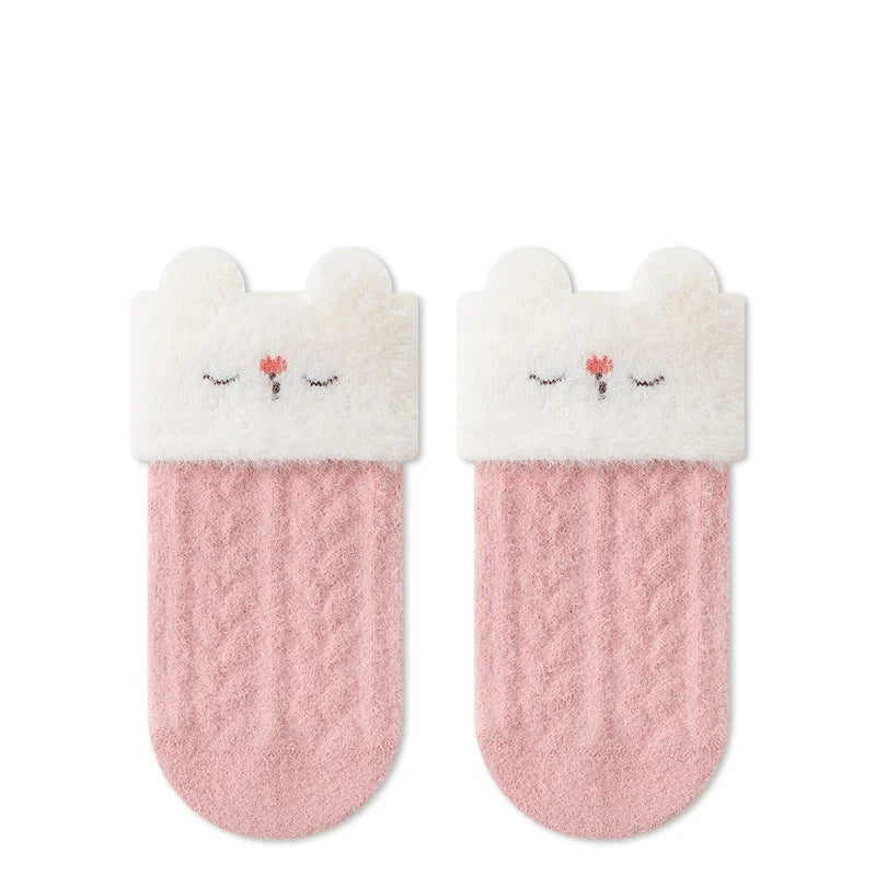 Newborn Baby Socks For Girls Boys Winter Warm Thick Cartoon Infant Toddler Sock Outdoors Warm Children's Floor Socks 0-5Years