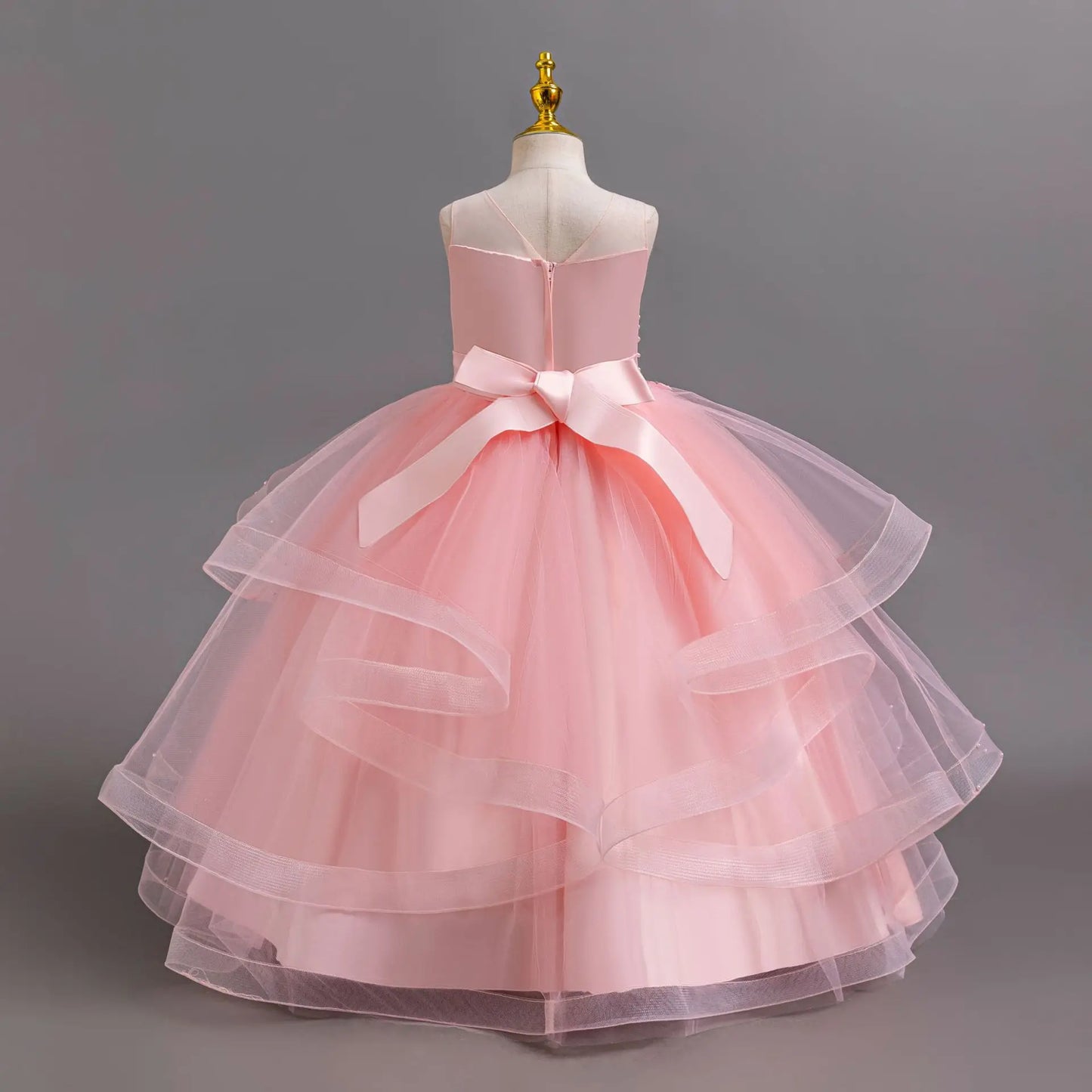 Girls Elegant Dresses Summer Flower Embroidery Princess Dress Girl Birthday Formal Party Dresses White Wedding Bridesmaid Dress