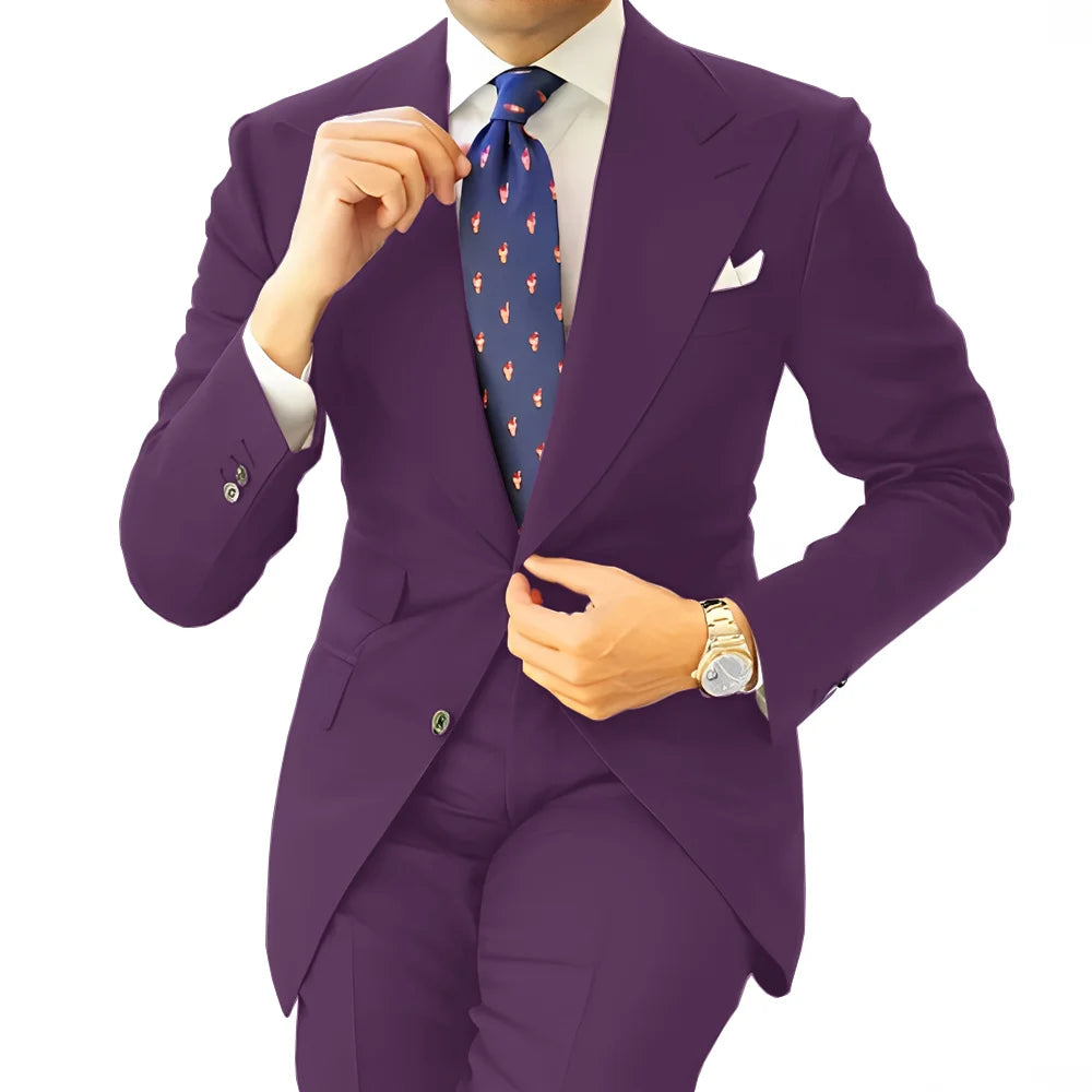 Formal Men's Suit Office Long Work Clothes Groom Tuxedo Jacket Pants XS-5XL Tailored Suit Dark Gray Blazer