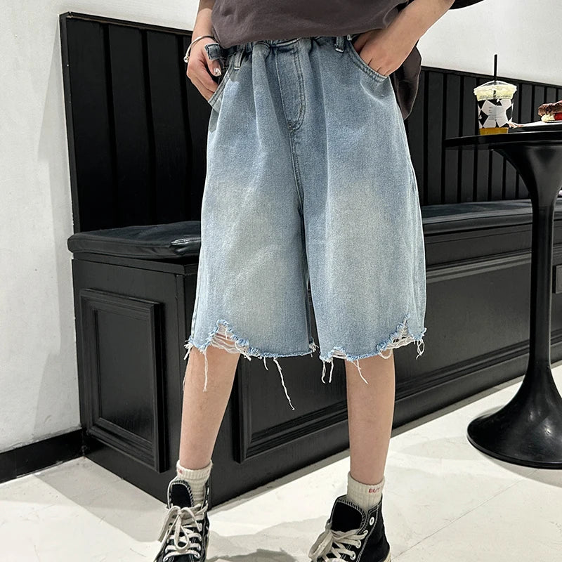 Girls' Denim Shorts for Kids Lightweight Five-Inch Loose-Fit Summer Pants for Big Kids Stylish Children's Shorts