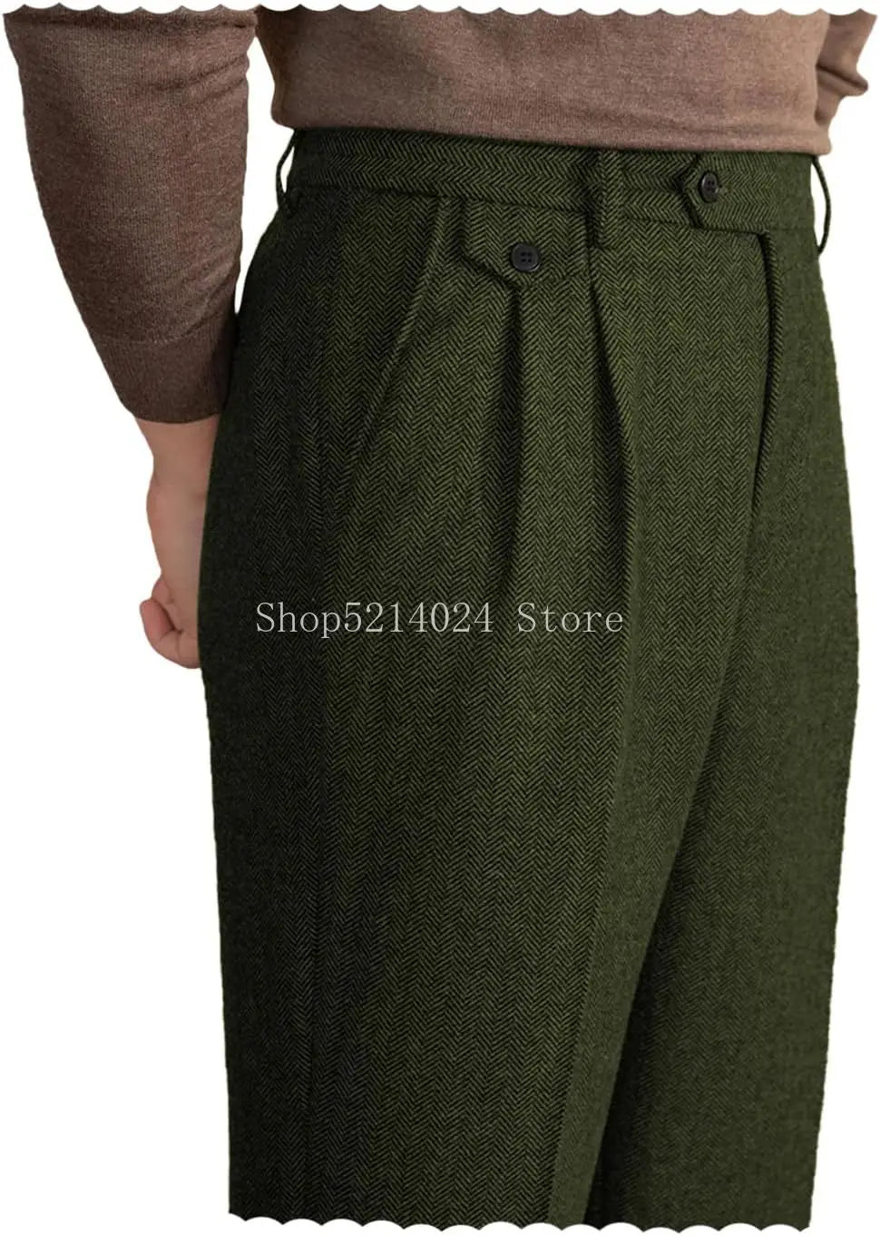 Mens Pants Tweed Herringbone Vintage Dress Pant Trousers Regular Fit Suit Pants for Men