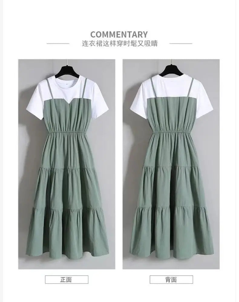 Fashion 10 12 14 16 Years Teenage Girls Dress Back To School Casual Style Large Sizes Suspenders One-piece Girl's Summer Dresses