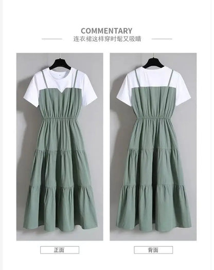 Fashion 10 12 14 16 Years Teenage Girls Dress Back To School Casual Style Large Sizes Suspenders One-piece Girl's Summer Dresses