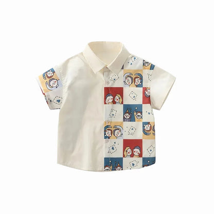Fashion Boys Shirts Summer Toddler Kids Tops Cotton Children's Clothes