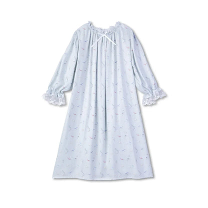 Girls Pajamas Set 2025 Spring And Summer New Blue Lace Lace Children's Home Clothing Cotton Printed Pajamas Children's Clothing