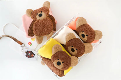 Baby boy clothes autumn winter plus velvet warm thickening suit boys and girls cartoon bear sweater + corduroy pants baby 2pcs
