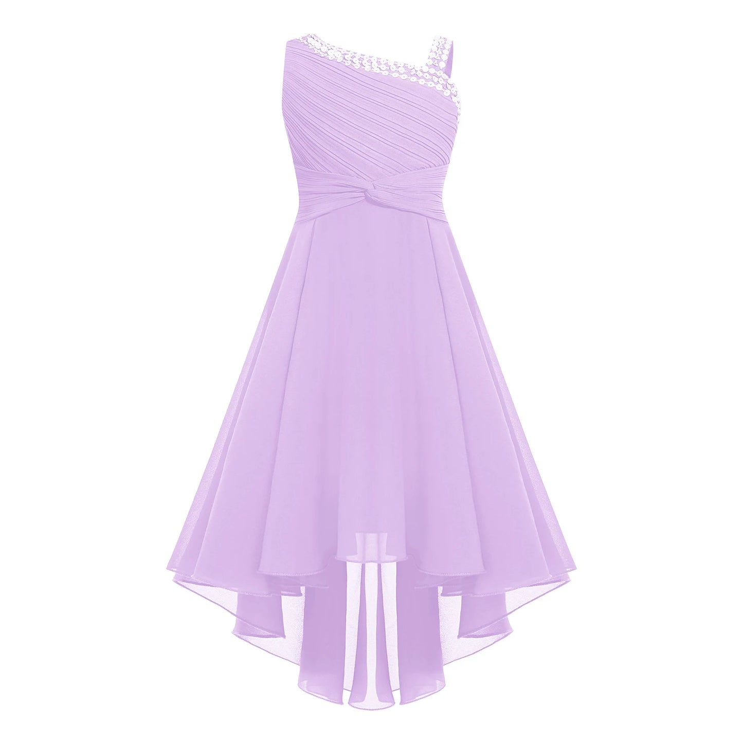 2025 Teens Girl's Dress for Wedding Party Sequin One Shoulder Princess Formal Gown for Holy Communion Chiffon Flower Girl Dress