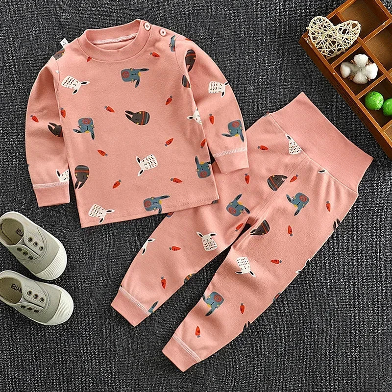 Baby Pajamas Children's Underwear Suit Boys and Girls' Pure Cotton High-waisted Autumn Clothes Autumn Pants Home Clothes
