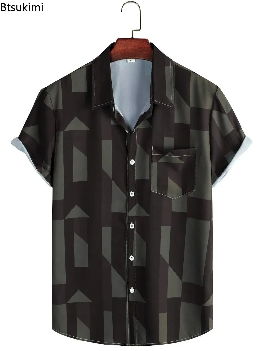 Men's Summer Hawaiian Style Loose Short Sleeve Casual Shirts Fashion 3D Print Vacation Beach Shirt Tops Breathable Blouses Male
