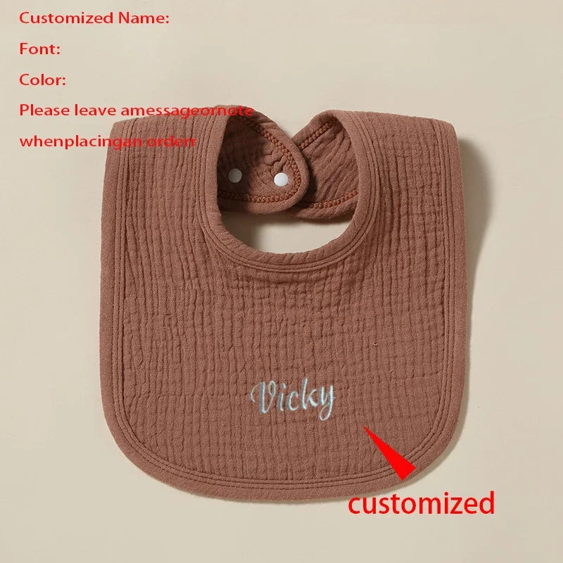 Personalized Baby Saliva Towel Pure Cotton Scarf Baby Feeding Stuff Infant Boys & Girls Custom Name Bib Gift 2Pcs
