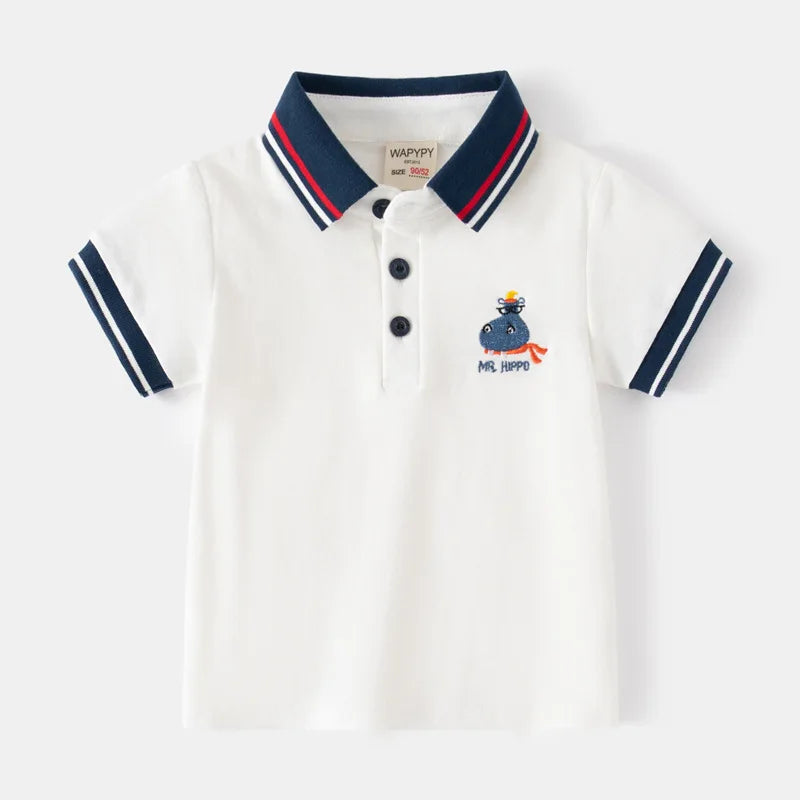 Baby Boy Clothes Summer Short Sleeve Children's Polo Shirts Toddler Kids Cotton T-shirts Boys Lapel Cartoon Tees Kids Sport Tops