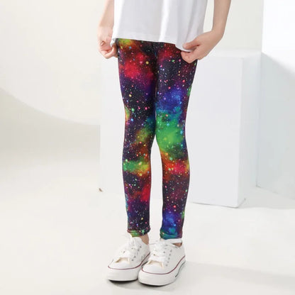 Girls' Pants Summer Thin Children's Elastic Leggings Baby Milk Screen Printed Floral Long Pants Slim Fit Ages 3-11Y